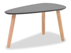 Conjunto de 2 Mesas de Centro | Mesa de apoio pinho maciço preto