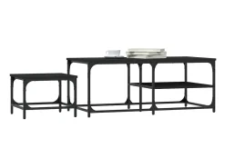 Conjunto de 2 Mesas de Centro Baixas | Mesa de apoio derivados de madeira preto
