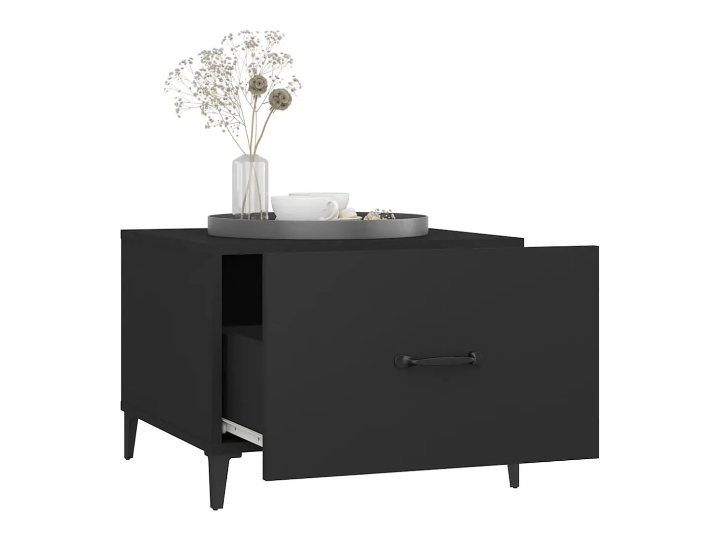 Conjunto de 2 Mesas de Centro | Mesa de apoio com pernas de metal 50x50x40 cm preto