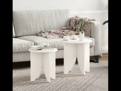 Conjunto de 2 Mesas de Centro | Mesa de apoio Branco 41.5x41.5x44 cm