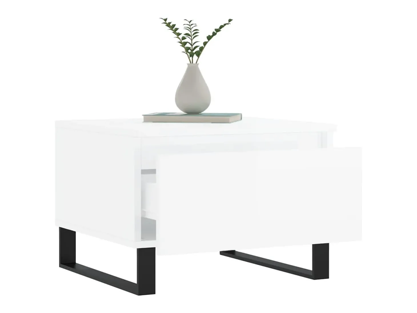 Conjunto de 2 Mesas de Centro | Mesa de apoio | Mesa de café 50x46x35cm deriv. madeira branco brilhante