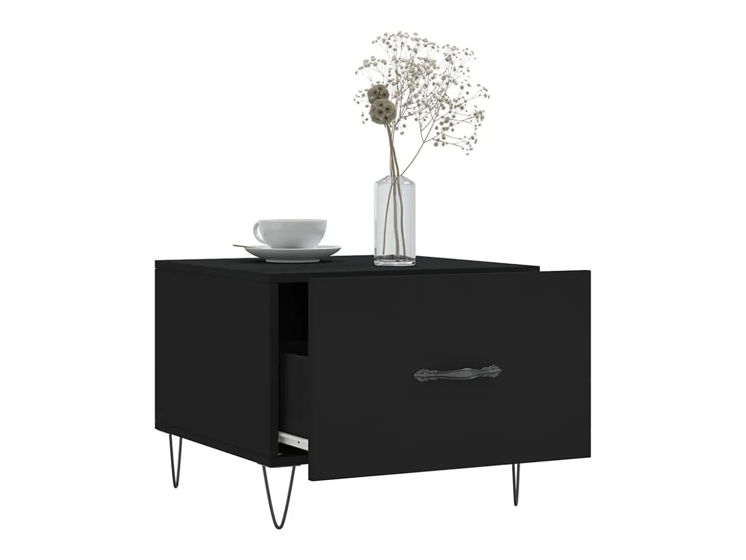 Conjunto de 2 Mesas de Centro | Mesa de apoio | Mesa de café 50x50x40 cm madeira processada preto