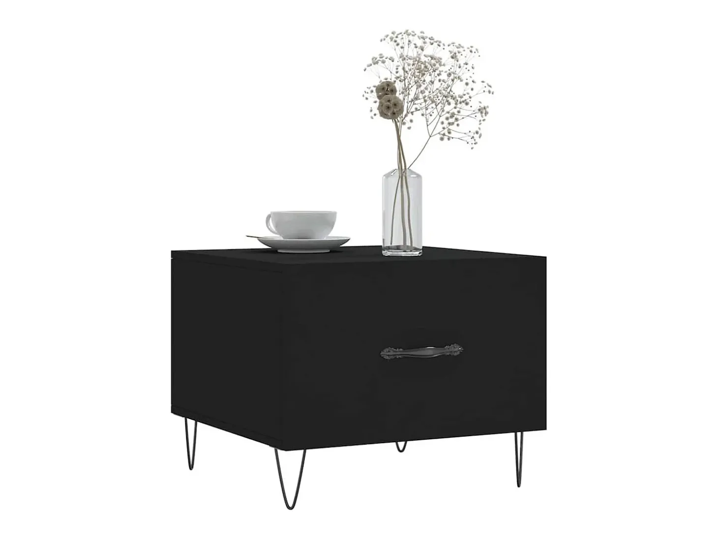 Conjunto de 2 Mesas de Centro | Mesa de apoio | Mesa de café 50x50x40 cm madeira processada preto