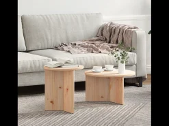 Conjunto de 2 Mesas de Centro | Mesa de apoio Natural 49x49x28 cm