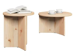 Conjunto de 2 Mesas de Centro | Mesa de apoio Natural 49x49x28 cm