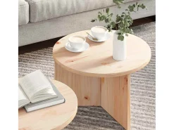Conjunto de 2 Mesas de Centro | Mesa de apoio Natural 49x49x28 cm