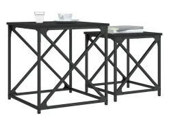 Conjunto de 2 Mesas de Centro Baixas | Mesa de apoio derivados de madeira preto