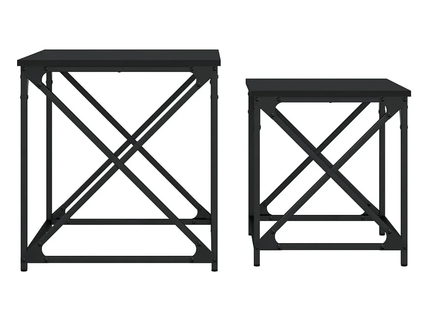 Conjunto de 2 Mesas de Centro Baixas | Mesa de apoio derivados de madeira preto