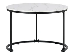 Conjunto de 2 mesas de centro encastráveis, mesa lateral redonda em MDF, folheado marmorizado, branco