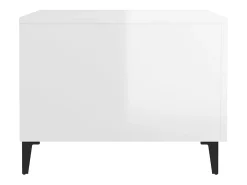 Conjunto de 2 Mesas de Centro | Mesa de apoio + pernas de metal 50x50x40 m branco brilhante