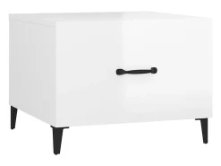 Conjunto de 2 Mesas de Centro | Mesa de apoio + pernas de metal 50x50x40 m branco brilhante