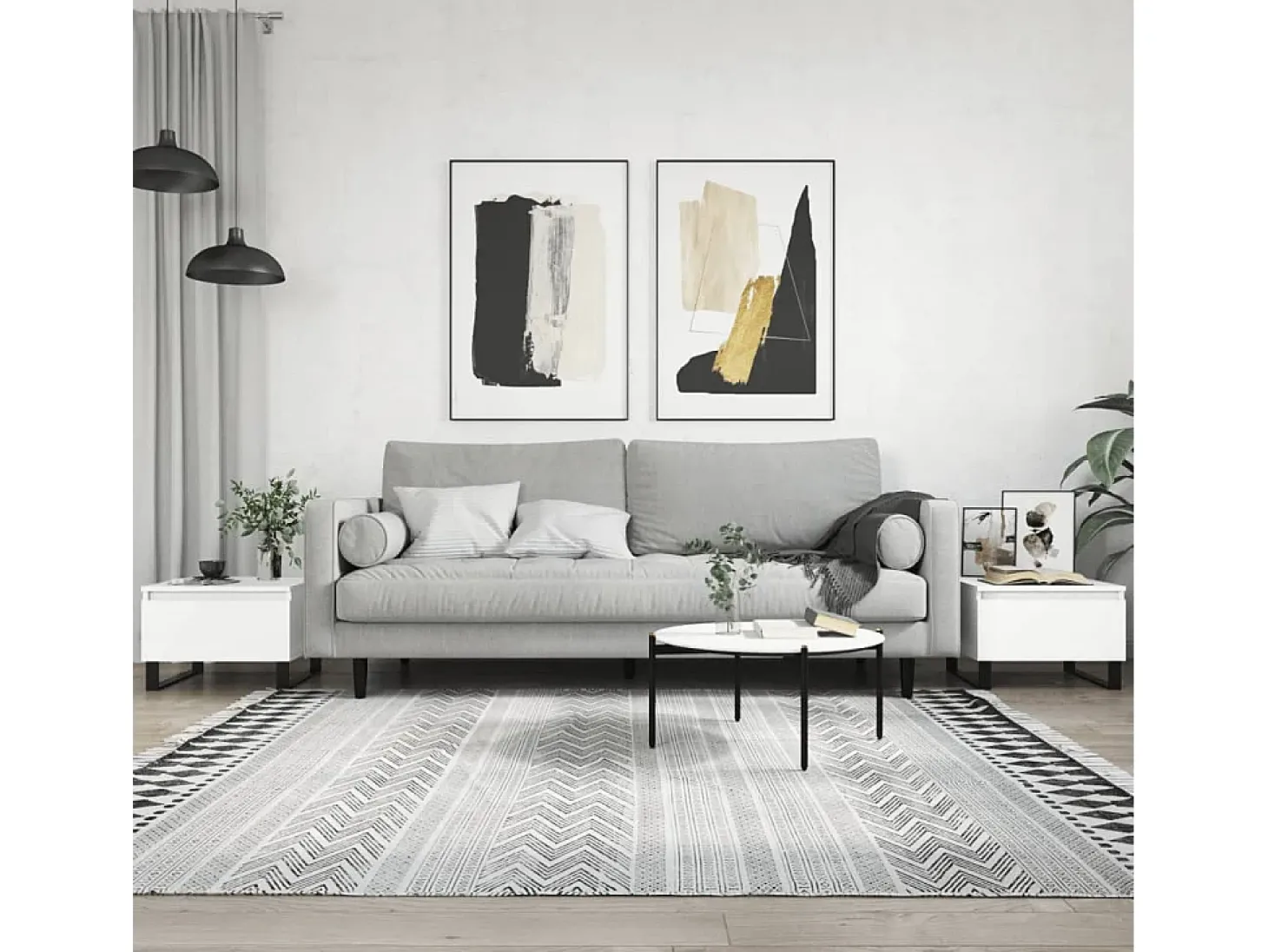 Conjunto de 2 Mesas de Centro | Mesa de apoio | Mesa de café 50x46x35 cm derivados de madeira branco