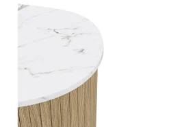 Conjunto de 2 mesas de centro modernas - textura de mármore - aspecto de madeira - Design irregular - MDF - Natural