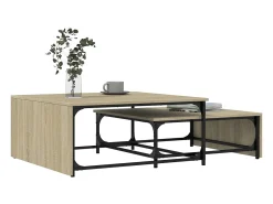 Conjunto de 2 Mesas de Centro Baixas | Mesa de apoio deriv. madeira/metal carvalho sonoma