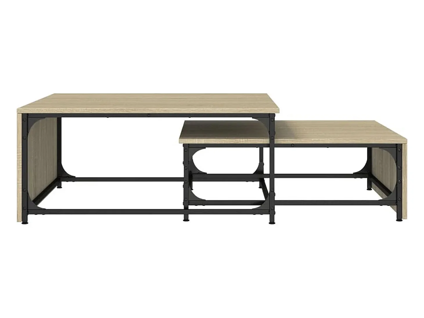 Conjunto de 2 Mesas de Centro Baixas | Mesa de apoio deriv. madeira/metal carvalho sonoma