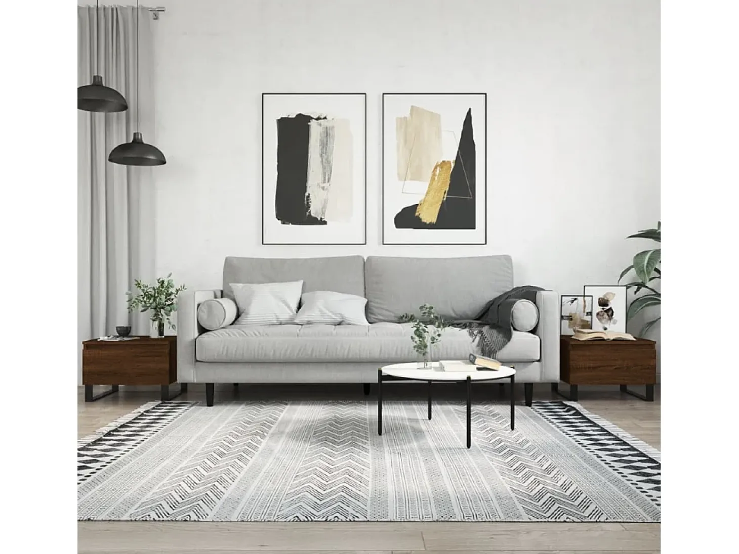 Conjunto de 2 Mesas de Centro | Mesa de apoio | Mesa de café 50x46x35 cm deriv. madeira carvalho castanho