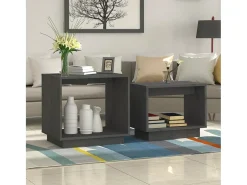 Conjunto de 2 Mesas de Centro Baixas | Mesa de apoio pinho maciço cinza