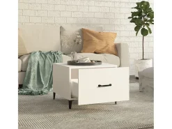 Conjunto de 2 Mesas de Centro | Mesa de apoio com pernas de metal 50x50x40 cm branco