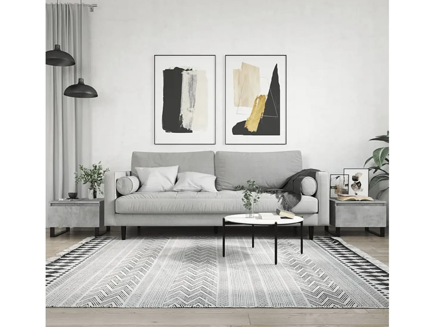 Conjunto de 2 Mesas de Centro | Mesa de apoio | Mesa de café 50x46x35 cm deriv. madeira cinza-cimento