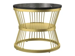 Conjunto de 2 mesas de centro redondas empilháveis com espaço de armazenamento, estrutura metálica, 70/45 cm, pretas