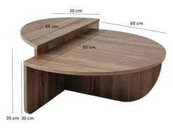 Conjunto de 2 mesas de centro cor natural escuro - ALOEVA