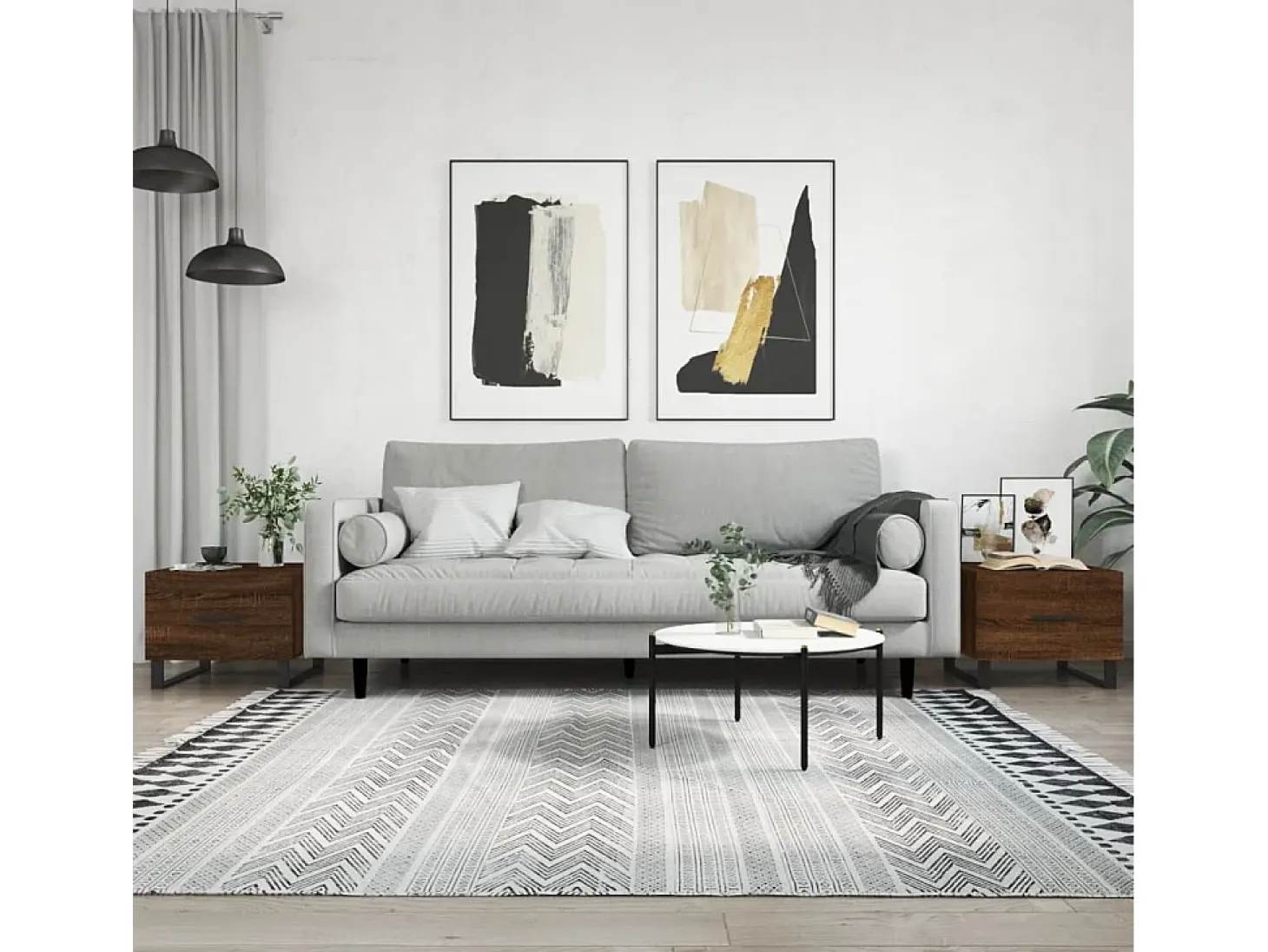 Conjunto de 2 Mesas de Centro | Mesa de apoio | Mesa de café 50x50x40 cm madeira proc. carvalho castanho