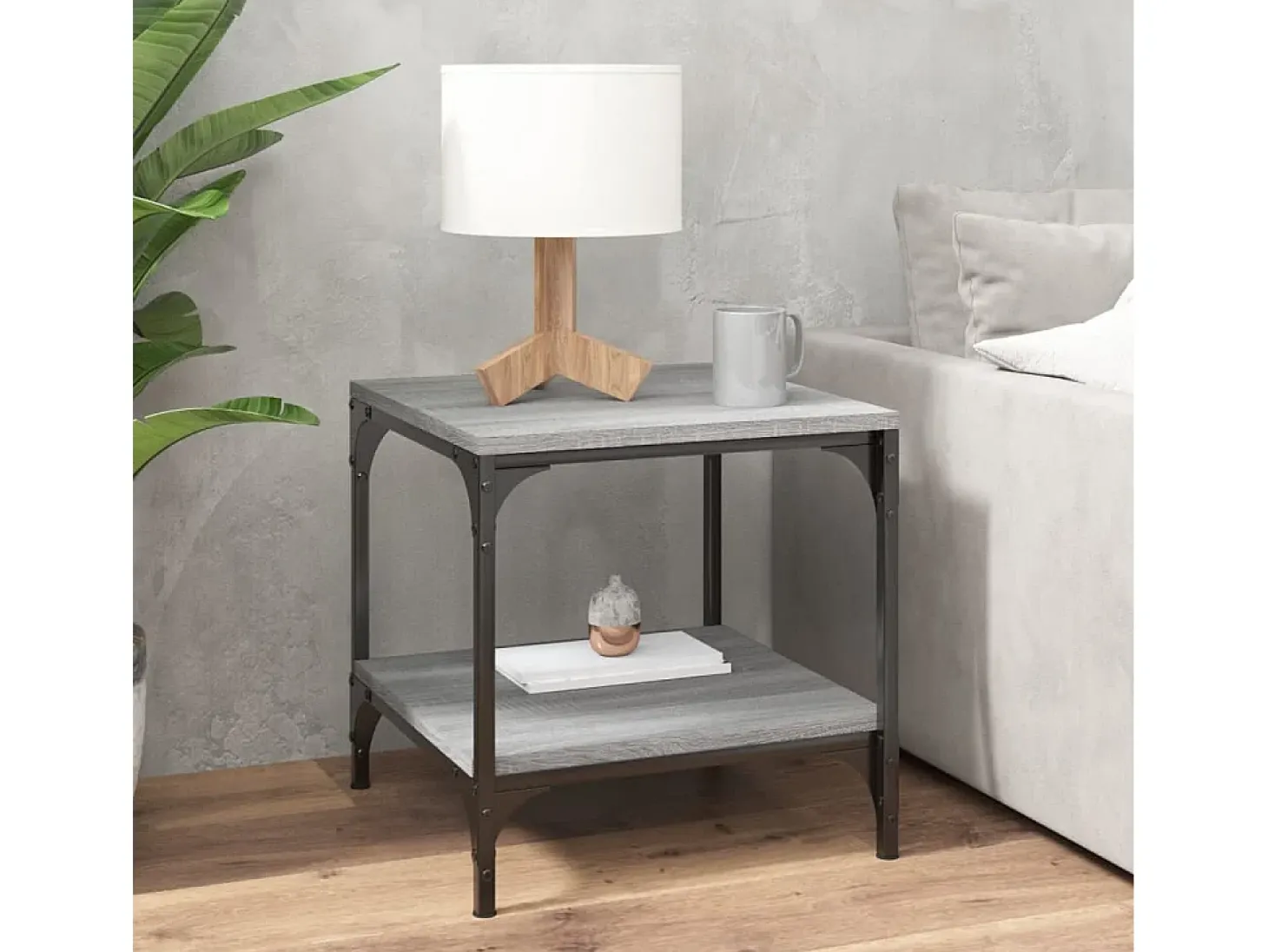 Conjunto de 2 Mesas de Centro | Mesa de apoio | Mesa de café 40x40x40 cm derivados madeira cinza sonoma