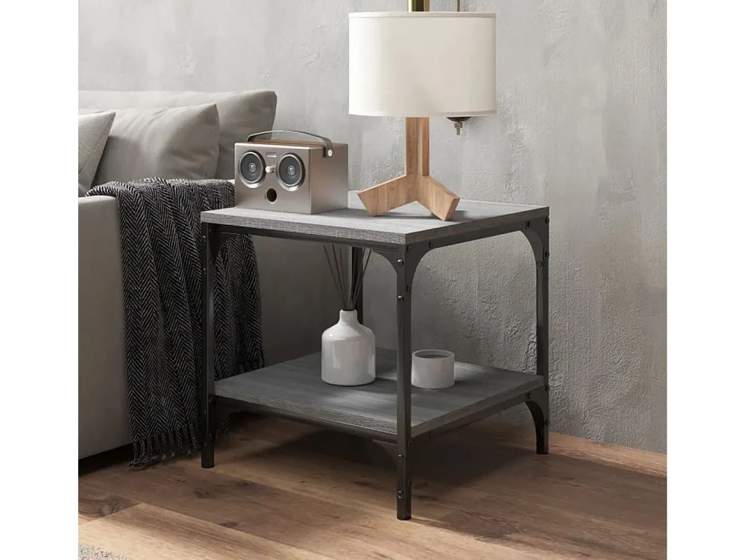 Conjunto de 2 Mesas de Centro | Mesa de apoio | Mesa de café 40x40x40 cm derivados madeira cinza sonoma