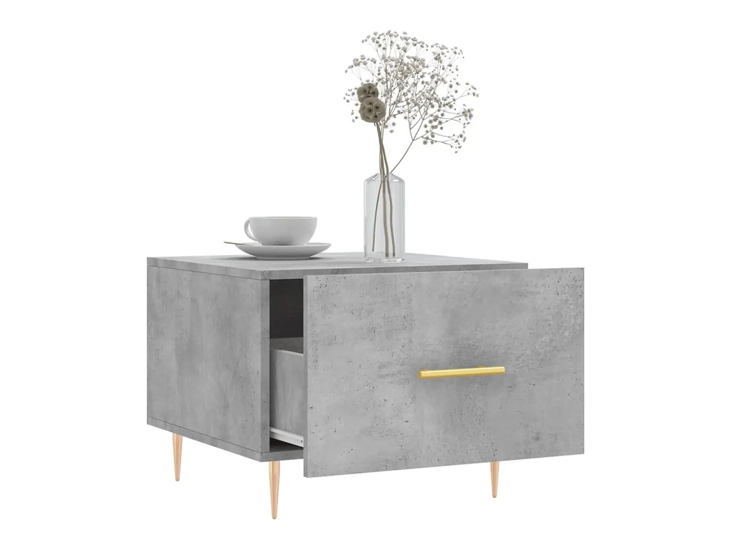 Conjunto de 2 Mesas de Centro | Mesa de apoio | Mesa de café 50x50x40 cm madeira processada cinza cimento