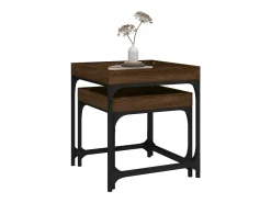 Conjunto de 2 Mesas de Centro | Mesa de apoio | Mesa de café derivados de madeira carvalho castanho