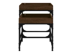 Conjunto de 2 Mesas de Centro | Mesa de apoio | Mesa de café derivados de madeira carvalho castanho