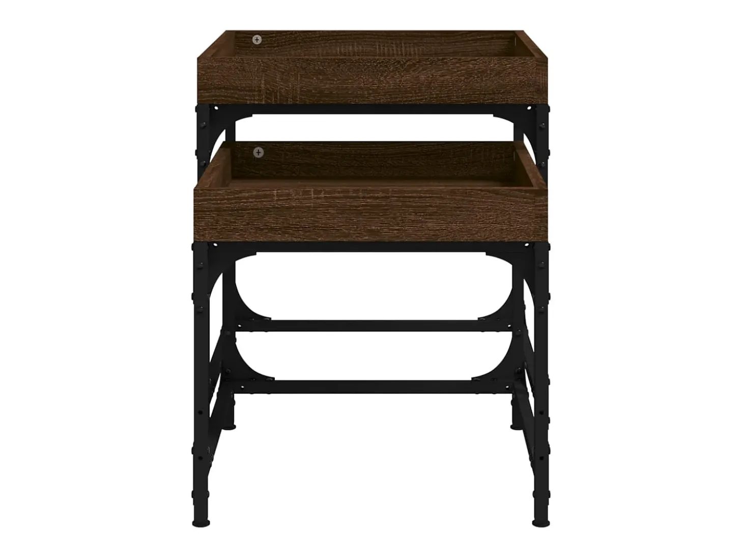 Conjunto de 2 Mesas de Centro | Mesa de apoio | Mesa de café derivados de madeira carvalho castanho