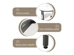 Conjunto de 2 mesas de centro com estrutura metálica e prateleira, estilo moderno para sala de estar, pretas.