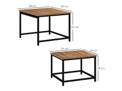 Conjunto de 2 mesas de centro encaixáveis 60/54, design industrial, empilháveis, para sala de estar, quarto, cor natural.