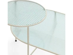 Conjunto de 2 mesas de centro para sala creme 120x60 cm