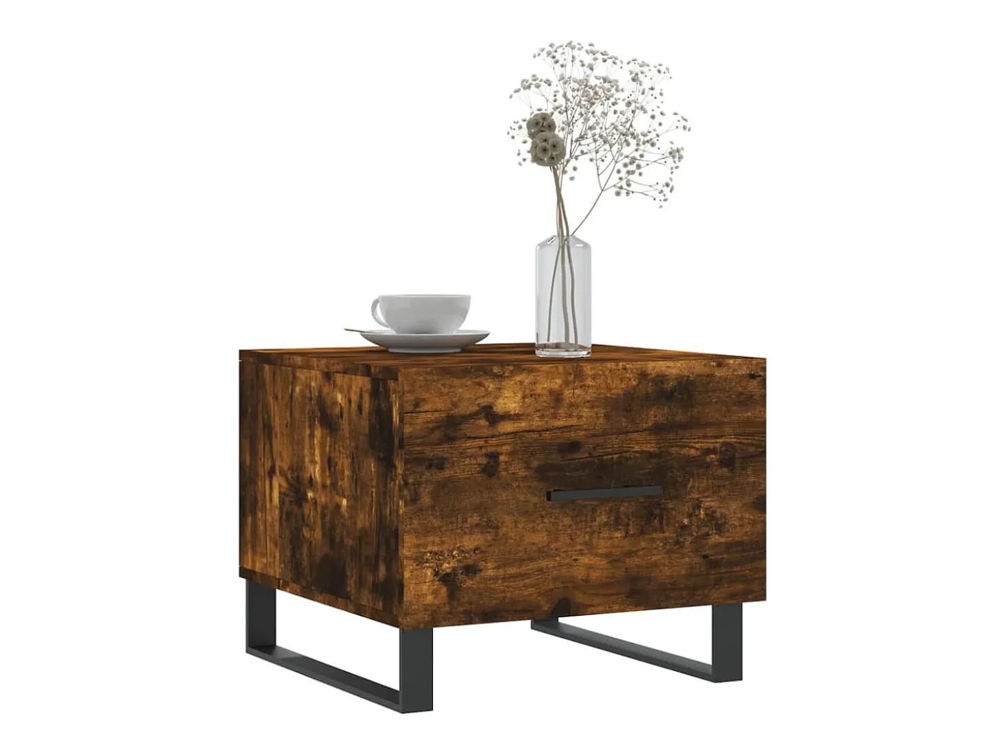 Conjunto de 2 Mesas de Centro | Mesa de apoio | Mesa de café 50x50x40 cm madeira processada cor fumado