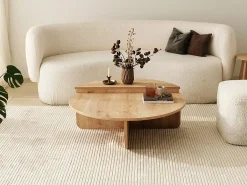Conjunto de 2 mesas de centro cor natural clara - ALOEVA