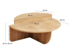 Conjunto de 2 mesas de centro cor natural clara - ALOEVA