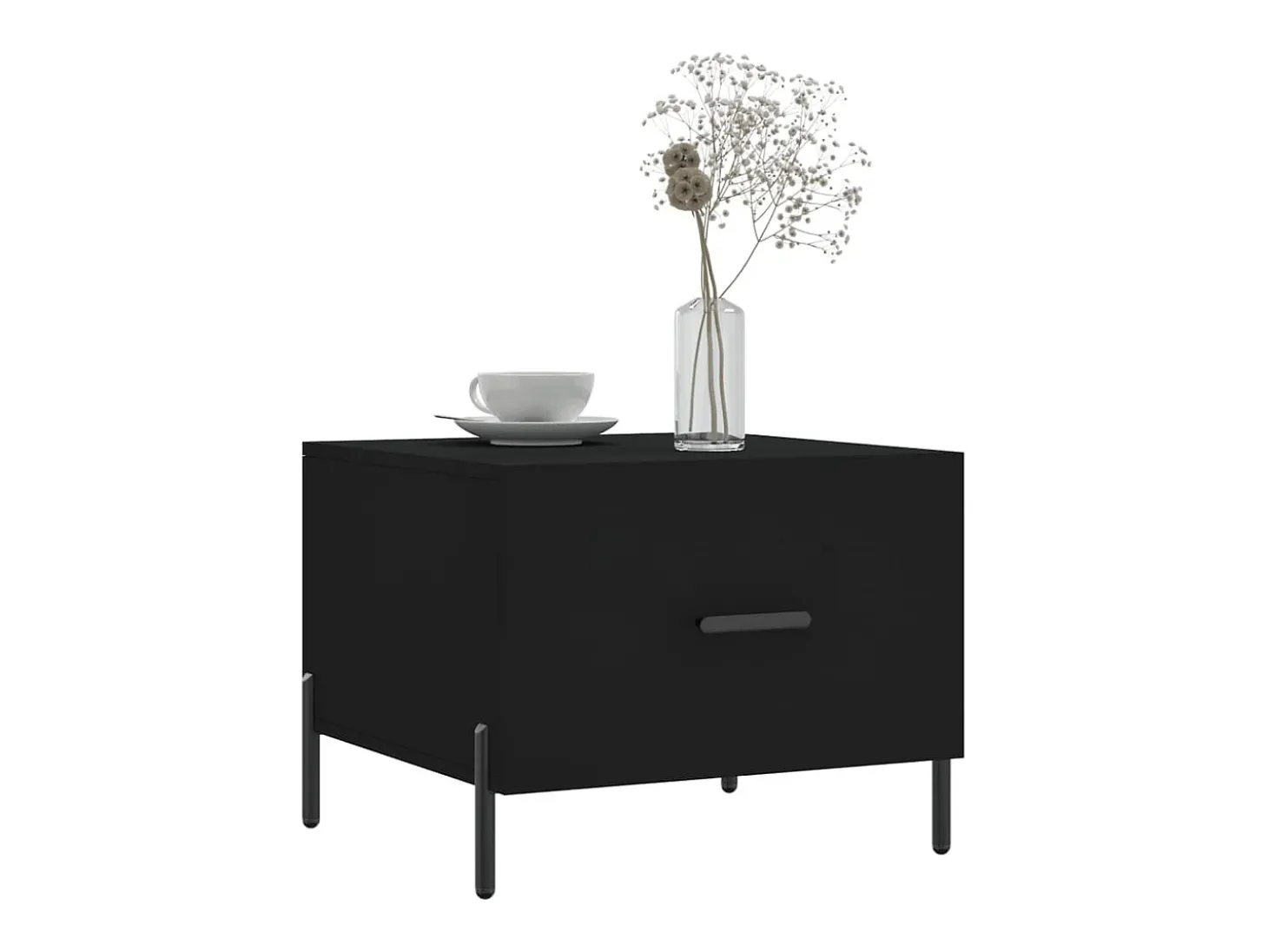 Conjunto de 2 Mesas de Centro | Mesa de apoio | Mesa de café 50x50x40 cm madeira processada preto
