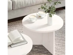 Conjunto de 2 Mesas de Centro | Mesa de apoio Branco 49x49x28 cm