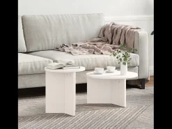 Conjunto de 2 Mesas de Centro | Mesa de apoio Branco 49x49x28 cm