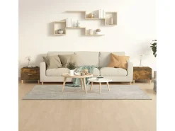 Conjunto de 2 Mesas de Centro | Mesa de apoio 50x50x40 cm madeira processada cor fumado