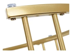 Conjunto de 2 mesas de centro encaixáveis, mesa redonda, tampo em mármore, perna em ferro em forma de U, D70x45+P45x40cm dourado