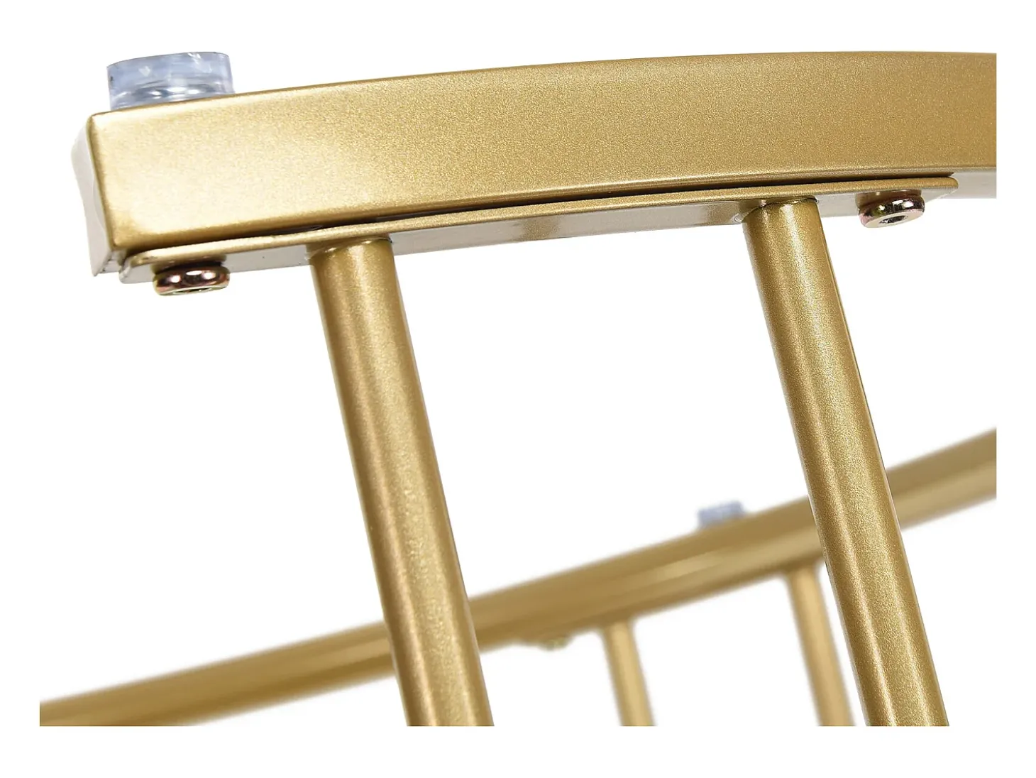 Conjunto de 2 mesas de centro encaixáveis, mesa redonda, tampo em mármore, perna em ferro em forma de U, D70x45+P45x40cm dourado