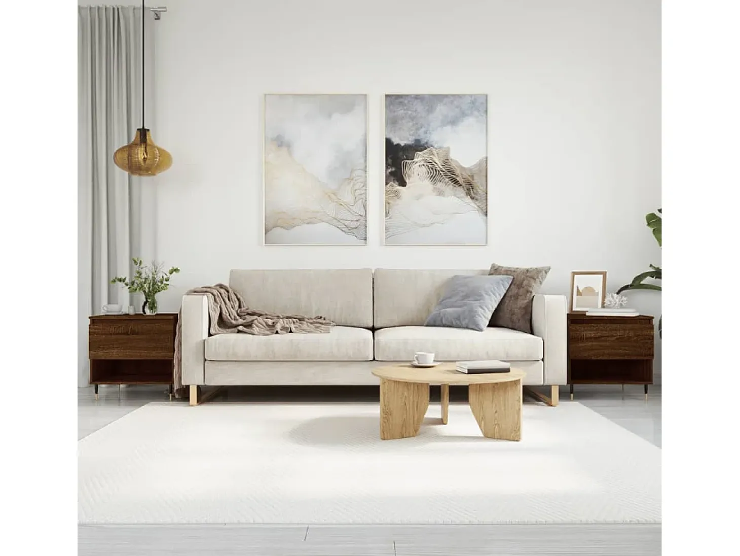 Conjunto de 2 Mesas de Centro | Mesa de apoio | Mesa de café 50x46x50 cm deriv. madeira carvalho castanho