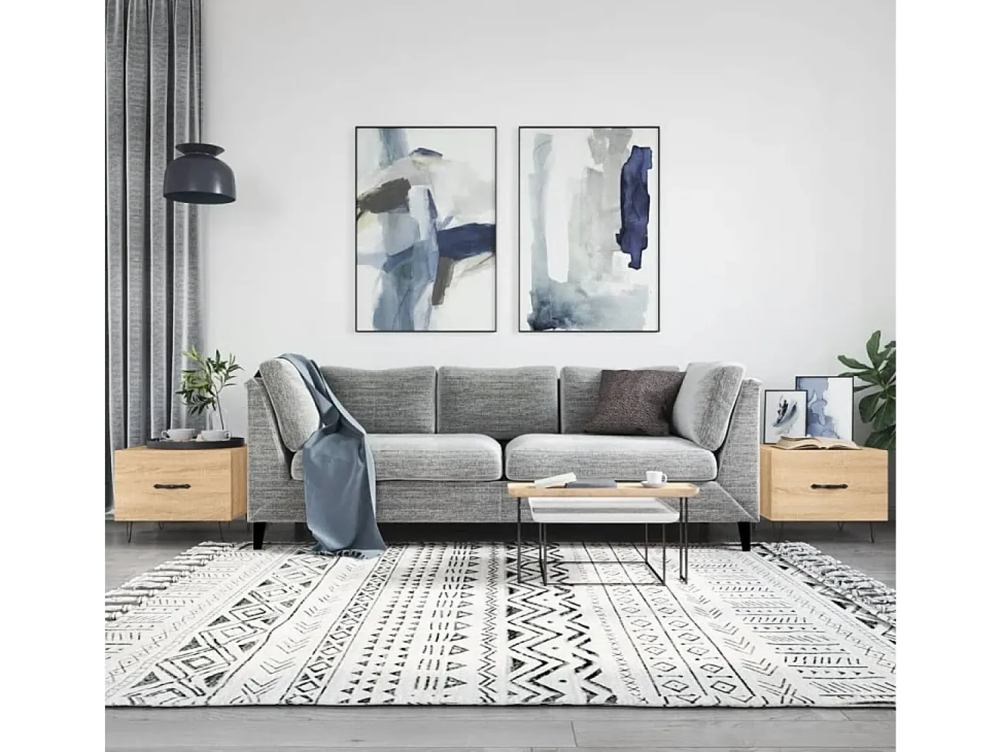 Conjunto de 2 Mesas de Centro | Mesa de apoio | Mesa de café 50x50x40cm deriv. madeira carvalho sonoma
