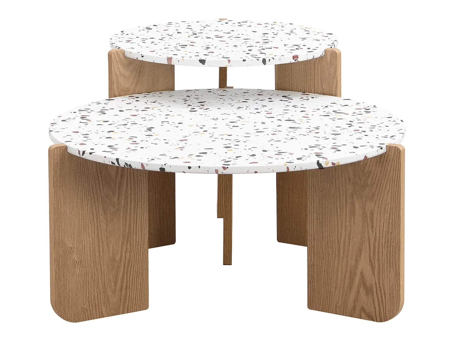 Conjunto de 2 mesas de centro artísticas encaixáveis (70/50 cm) com pernas resistentes