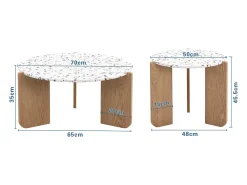 Conjunto de 2 mesas de centro artísticas encaixáveis (70/50 cm) com pernas resistentes