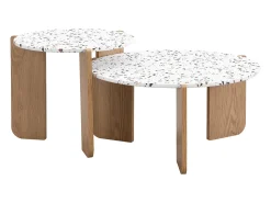 Conjunto de 2 mesas de centro artísticas encaixáveis (70/50 cm) com pernas resistentes