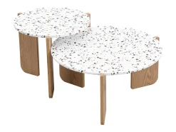Conjunto de 2 mesas de centro artísticas encaixáveis (70/50 cm) com pernas resistentes